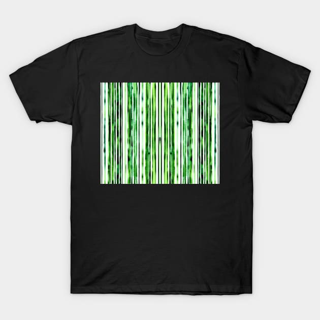 Green And White Vertical Striped - Apple Green Aesthetic Lines T-Shirt by BubbleMench